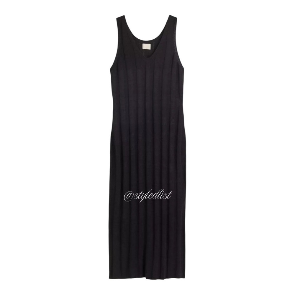 H&M Rib-Knit Silk Blend Dress XS Black NWT